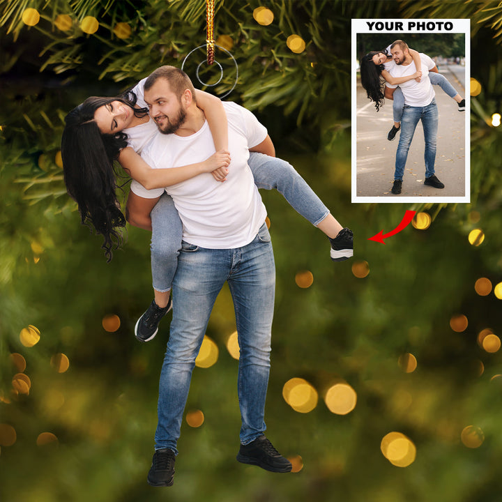 Carefree Moments - Personalized Photo Mica Ornament - Christmas Gift For Couple, Family Members
