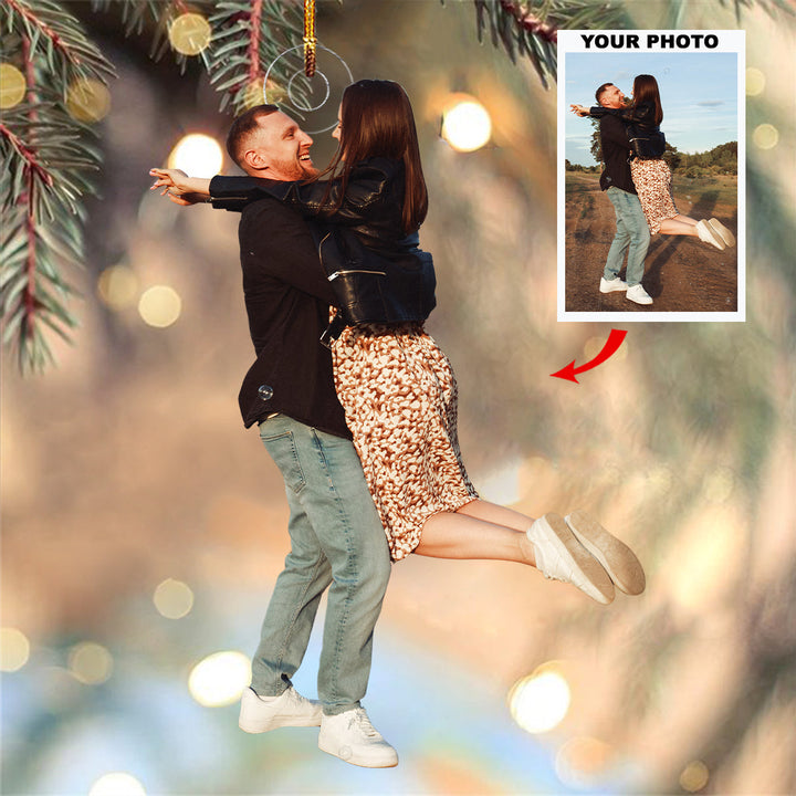 Love In Motion - Personalized Photo Mica Ornament - Christmas Gift For Couple, Family Members