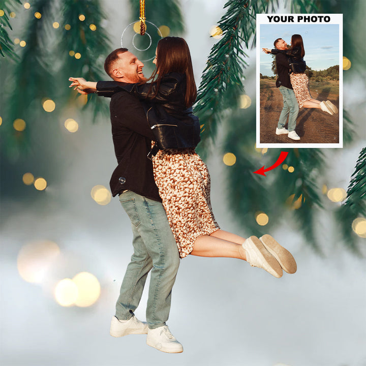 Love In Motion - Personalized Photo Mica Ornament - Christmas Gift For Couple, Family Members