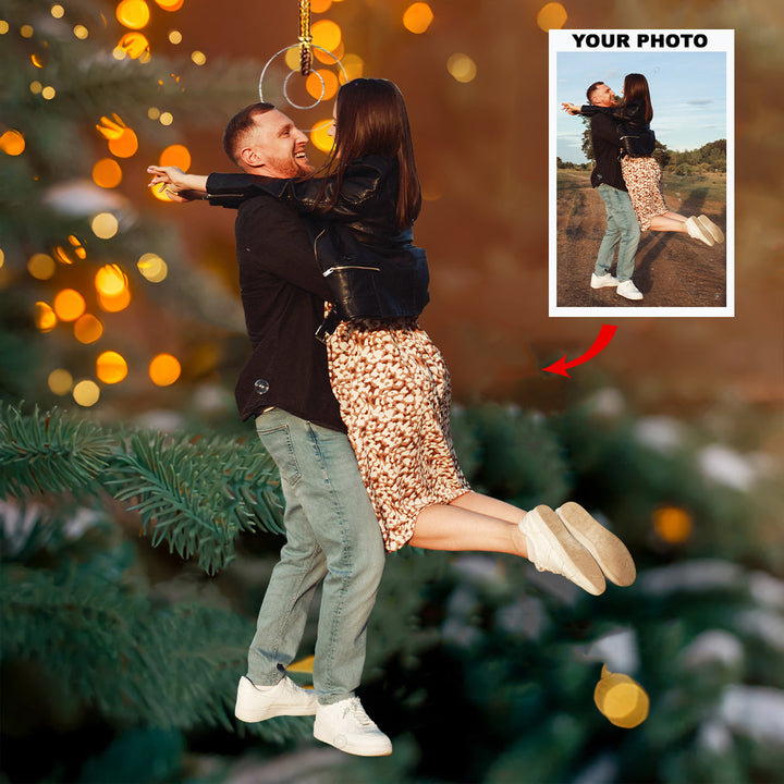 Love In Motion - Personalized Photo Mica Ornament - Christmas Gift For Couple, Family Members