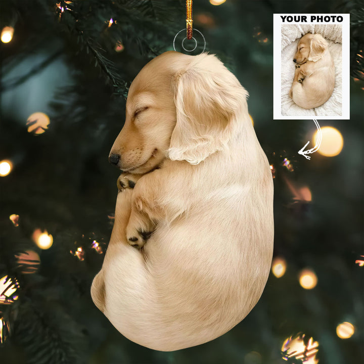 Sleepy Puppy - Personalized Photo Mica Ornament - Christmas Gift For Dog Lovers, Dog Owners