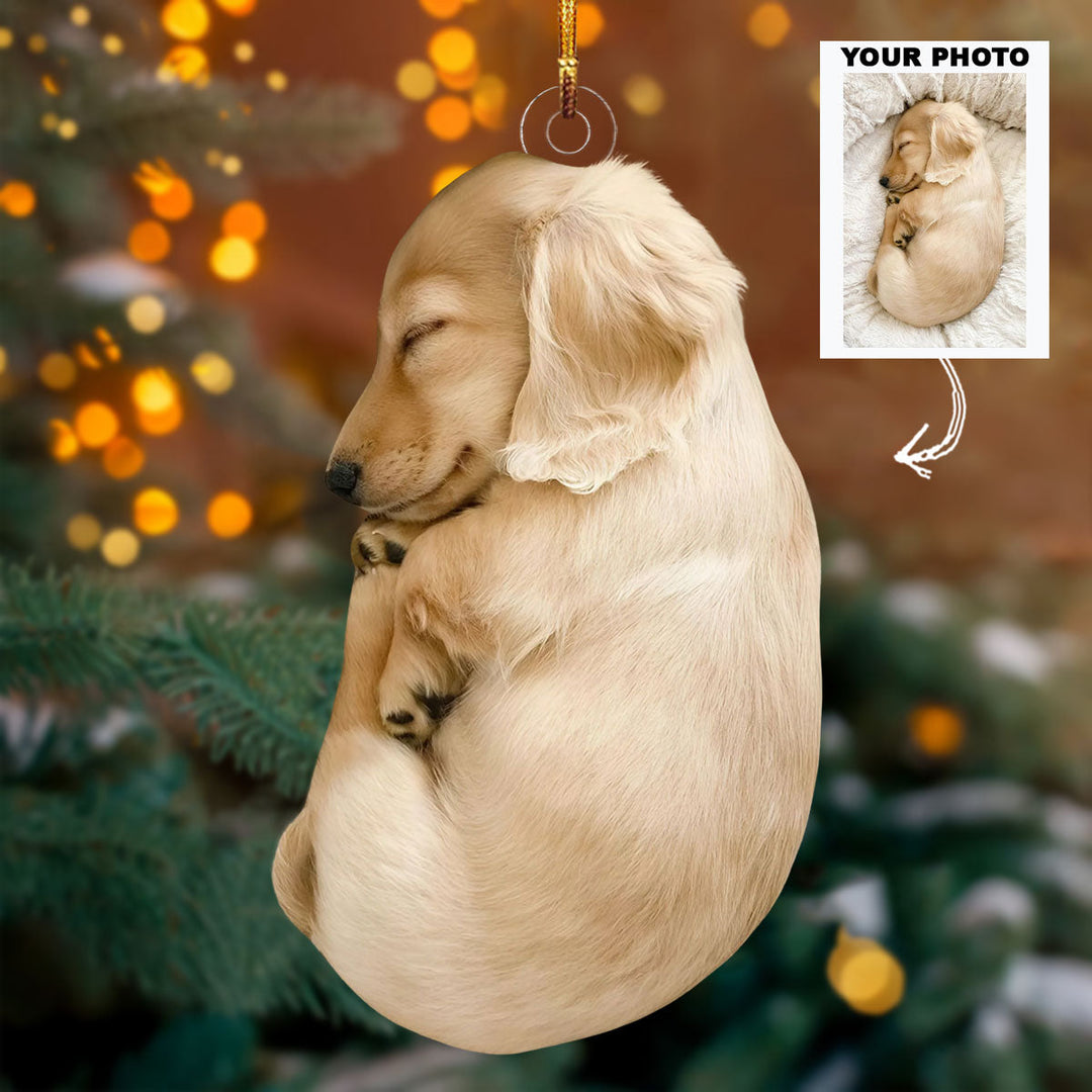 Sleepy Puppy - Personalized Photo Mica Ornament - Christmas Gift For Dog Lovers, Dog Owners
