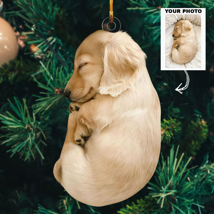 Sleepy Puppy - Personalized Photo Mica Ornament - Christmas Gift For Dog Lovers, Dog Owners