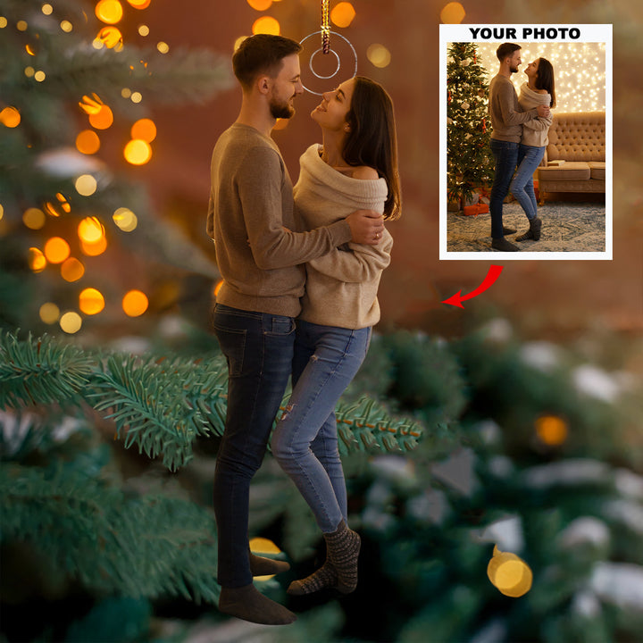 Cozy Christmas - Personalized Photo Mica Ornament - Gift For Couple