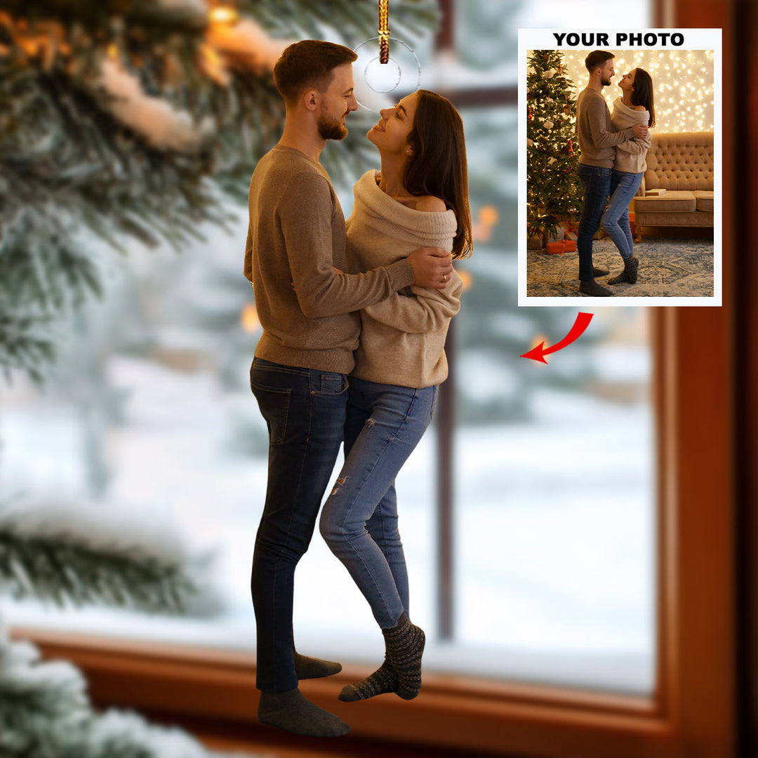 Cozy Christmas - Personalized Photo Mica Ornament - Gift For Couple
