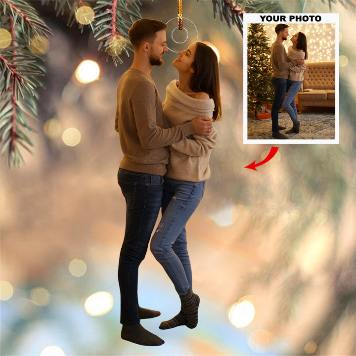 Cozy Christmas - Personalized Photo Mica Ornament - Gift For Couple