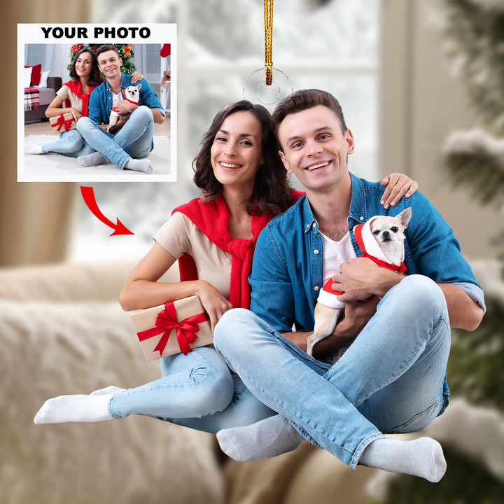 Mistletoe Moments - Personalized Photo Mica Ornament - Gift For Couple