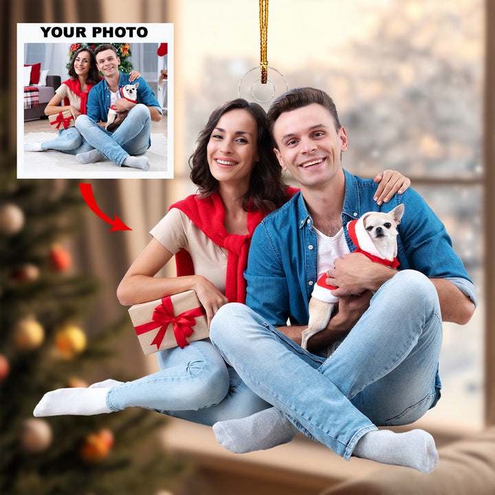 Mistletoe Moments - Personalized Photo Mica Ornament - Gift For Couple