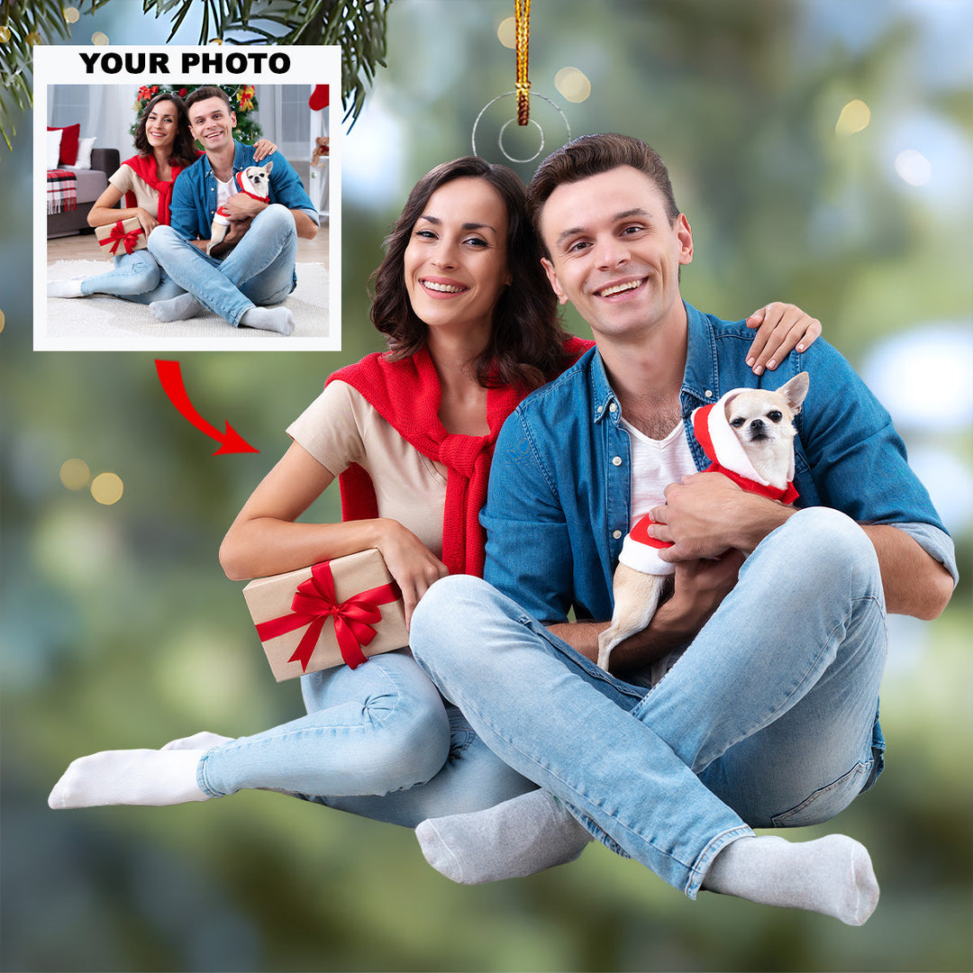 Mistletoe Moments - Personalized Photo Mica Ornament - Gift For Couple