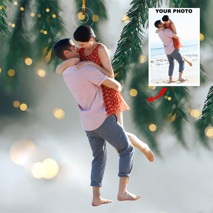 Ocean Embrace - Personalized Photo Mica Ornament - Gift For Couple
