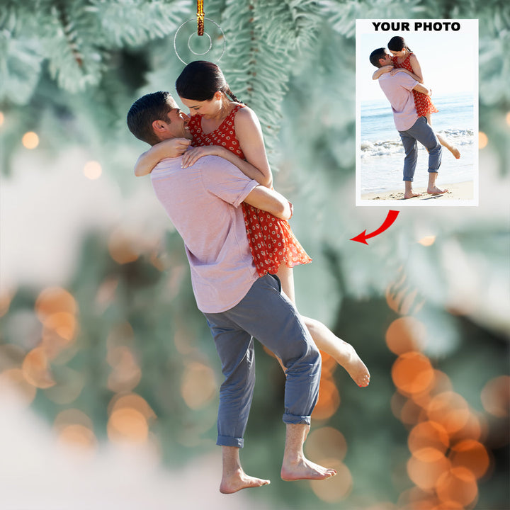 Ocean Embrace - Personalized Photo Mica Ornament - Gift For Couple