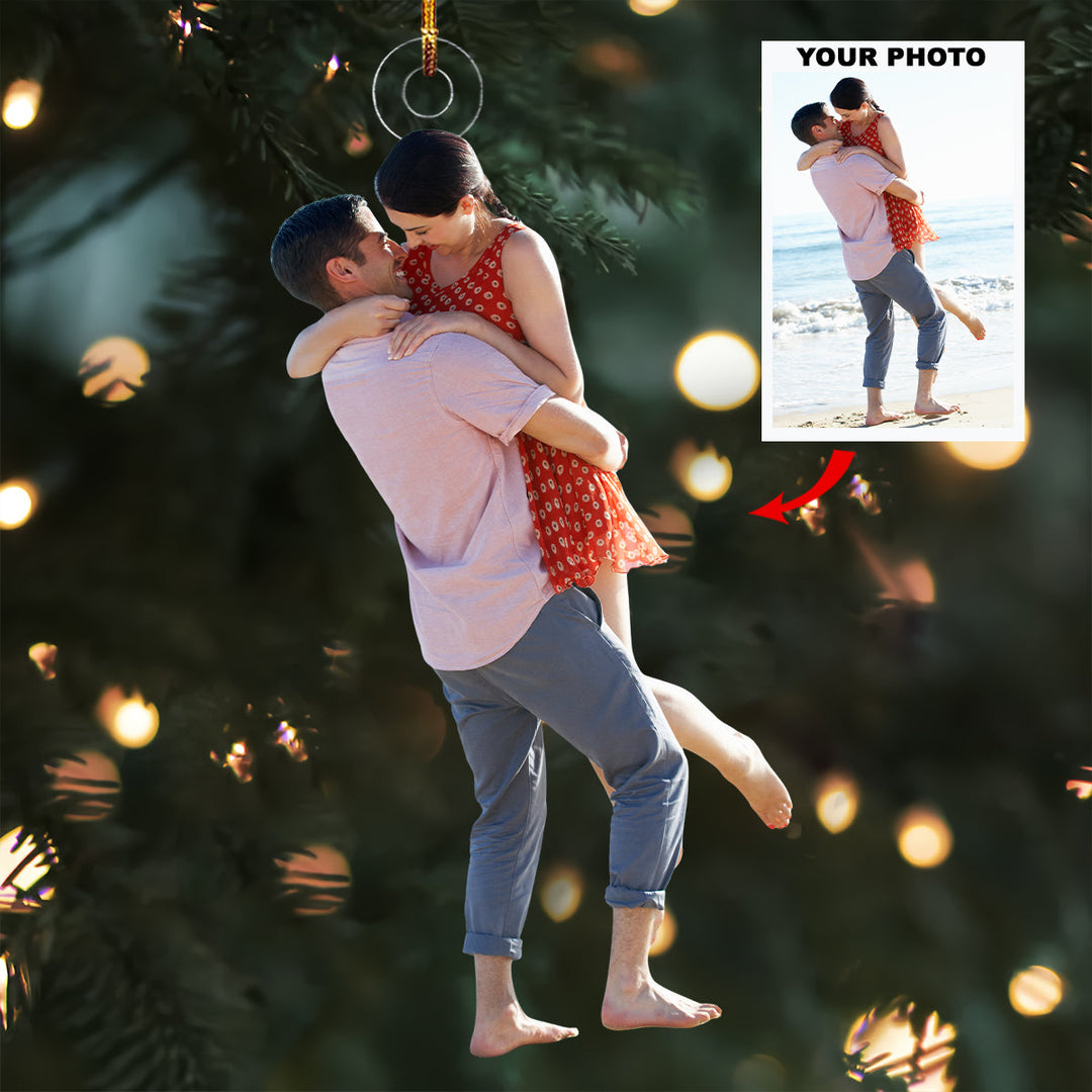 Ocean Embrace - Personalized Photo Mica Ornament - Gift For Couple