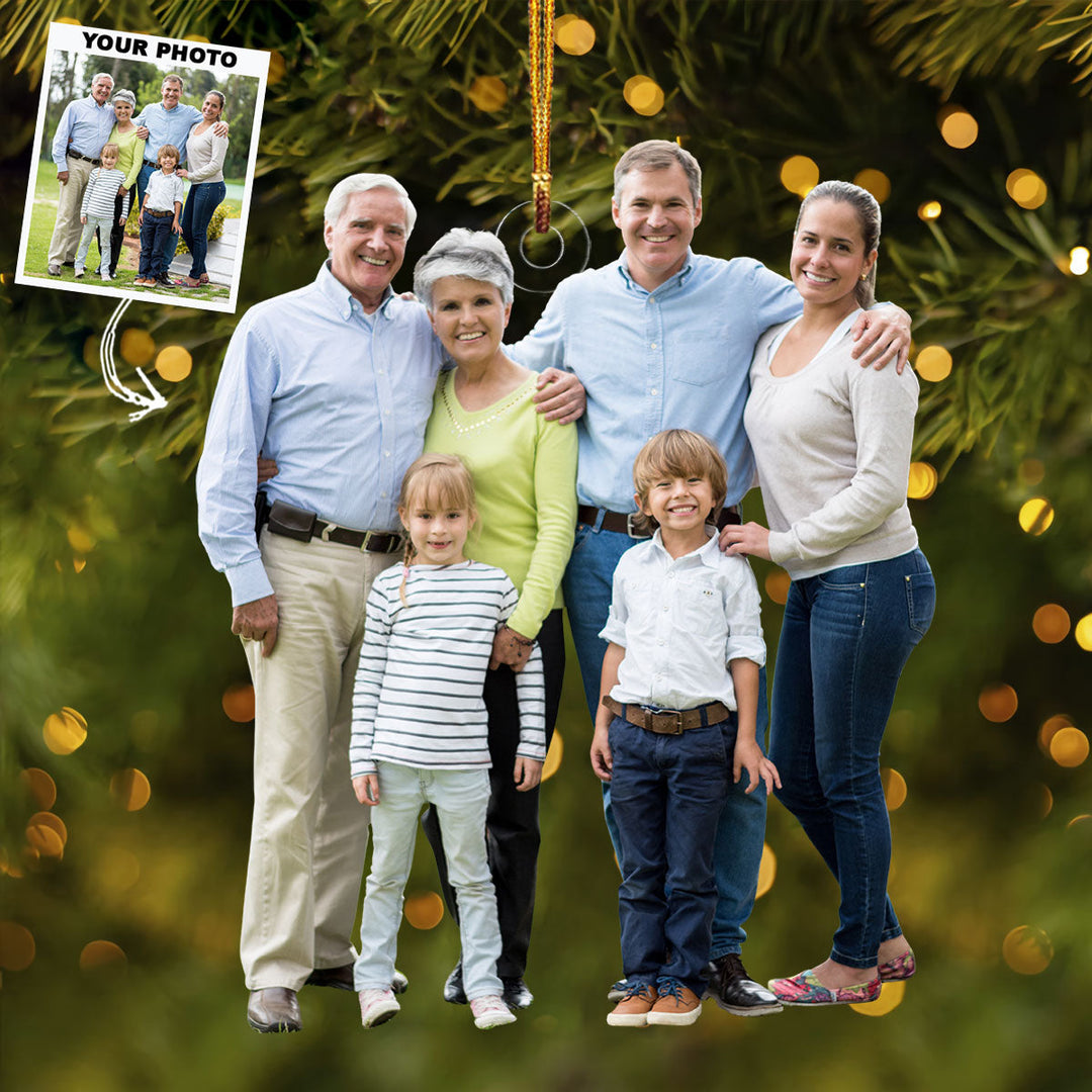 Heartstrings Tied - Personalized Photo Mica Ornament - Gift For Family, Family Members