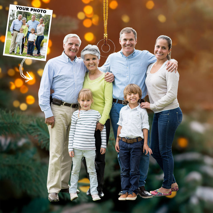 Heartstrings Tied - Personalized Photo Mica Ornament - Gift For Family, Family Members