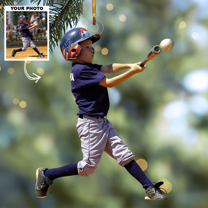 A Hit Anywhere Is A Hit - Personalized Photo Mica Ornament - Christmas Gift For Baseball Lovers, Baseball Players