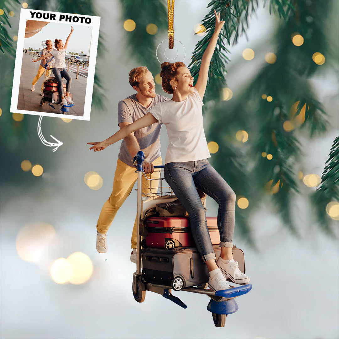 I Found My Travel Partner In Life - Personalized Photo Mica Ornament - Christmas Gift For Couple