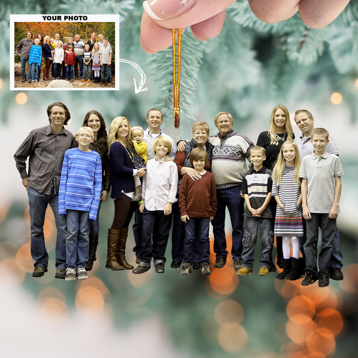 Family First, Always - Personalized Photo Mica Ornament - Christmas Gift For Family Members