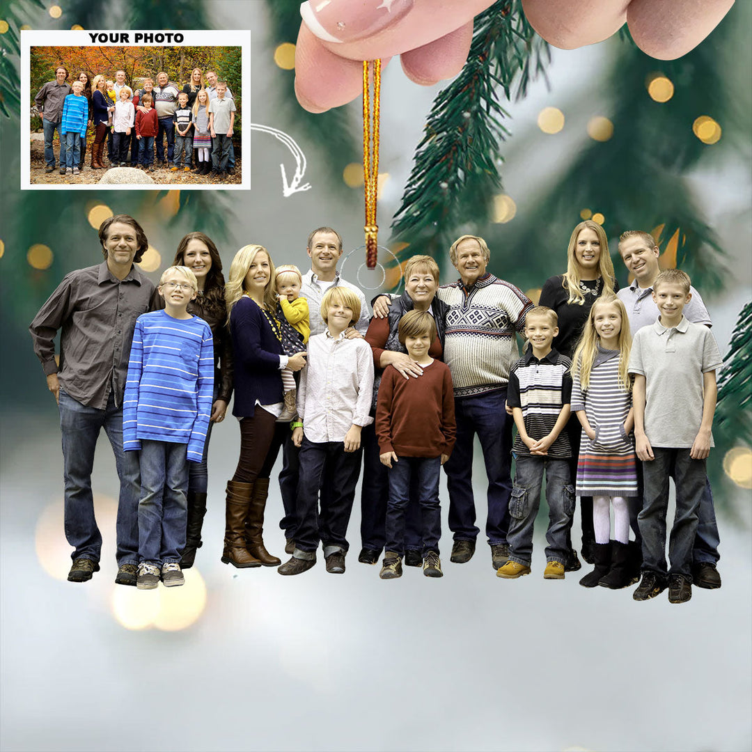 Family First, Always - Personalized Photo Mica Ornament - Christmas Gift For Family Members