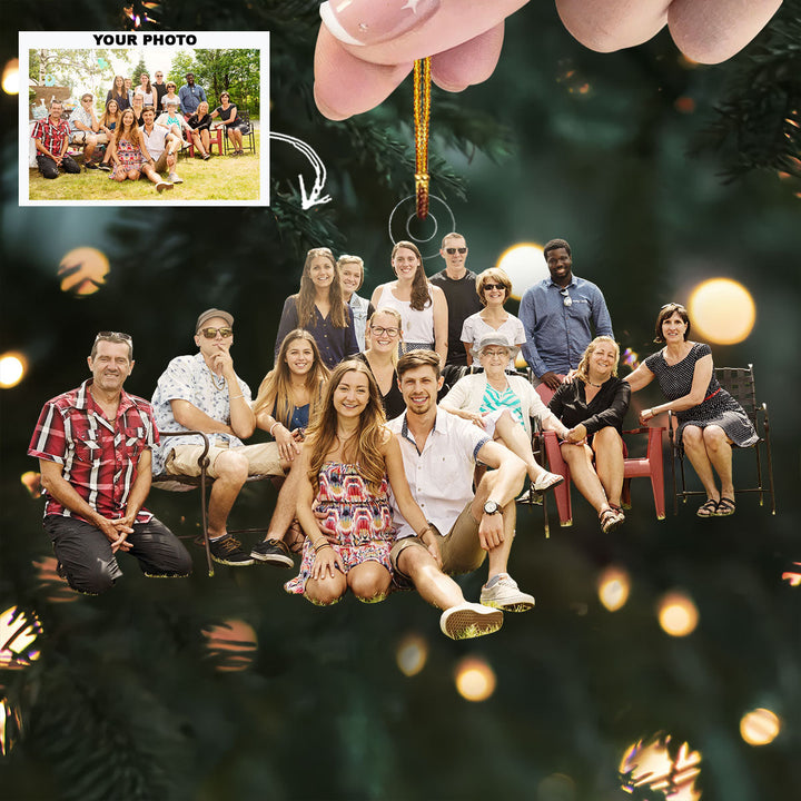 Our Family, Our Strength - Personalized Photo Mica Ornament - Christmas Gift For Family Members