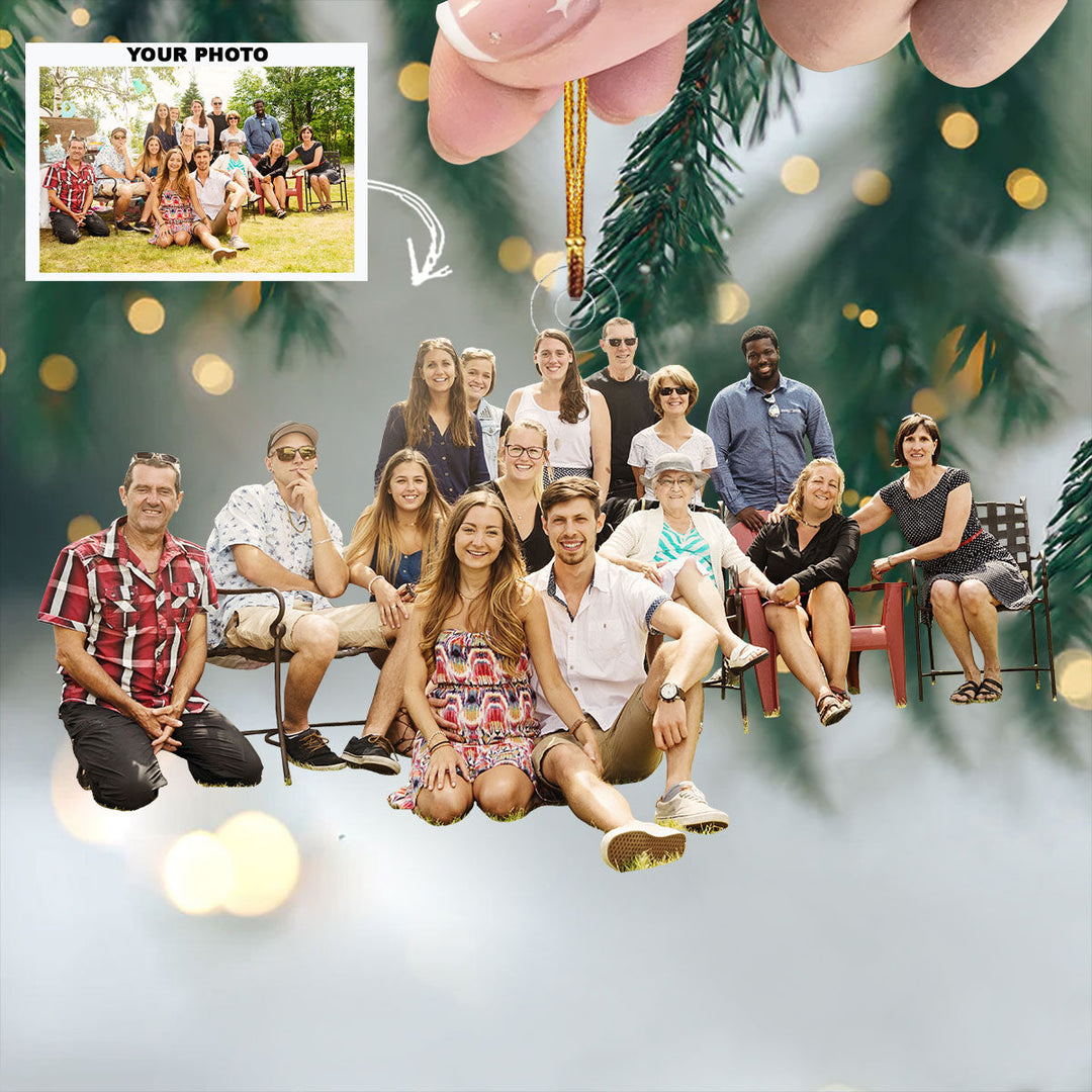Our Family, Our Strength - Personalized Photo Mica Ornament - Christmas Gift For Family Members
