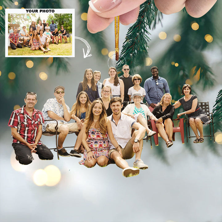 Our Family, Our Strength - Personalized Photo Mica Ornament - Christmas Gift For Family Members