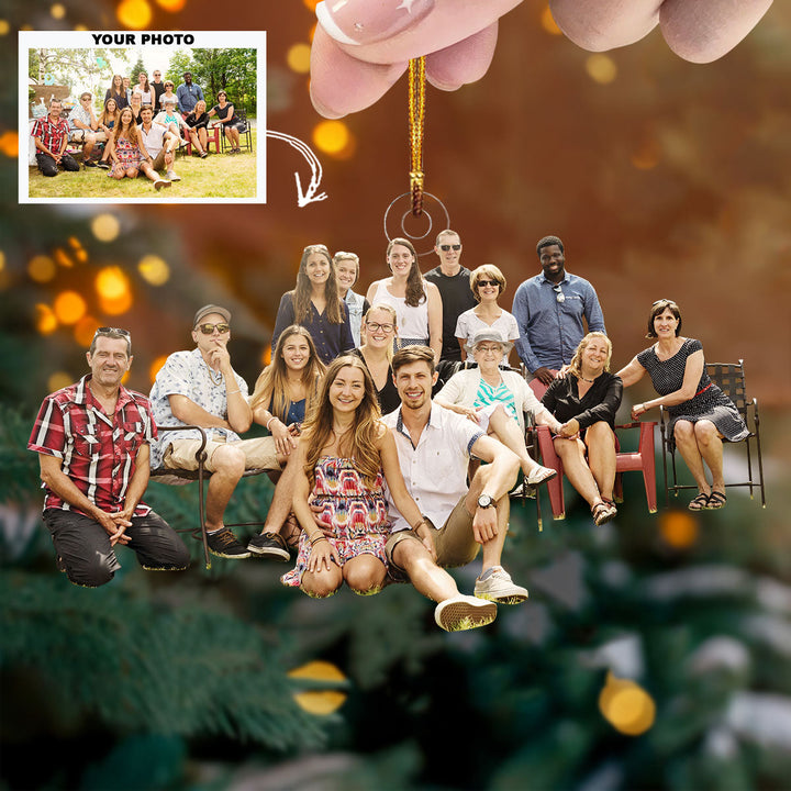 Our Family, Our Strength - Personalized Photo Mica Ornament - Christmas Gift For Family Members