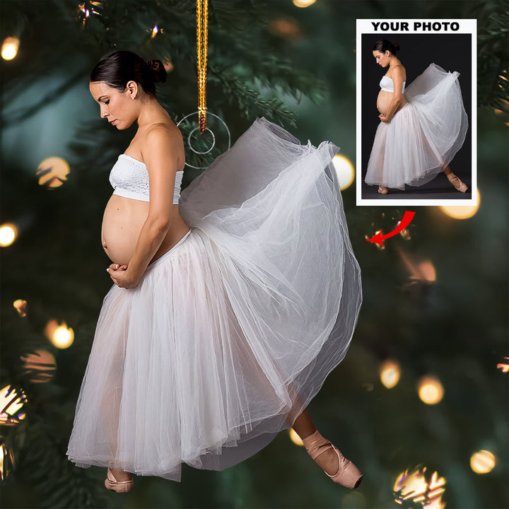 Ballet Bump Bliss - Personalized Photo Mica Ornament - Christmas Gift For Sport Lovers, Ballet Lovers, Pregnant Moments
