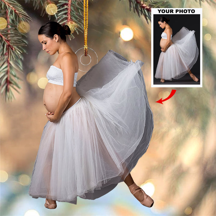 Ballet Bump Bliss - Personalized Photo Mica Ornament - Christmas Gift For Sport Lovers, Ballet Lovers, Pregnant Moments
