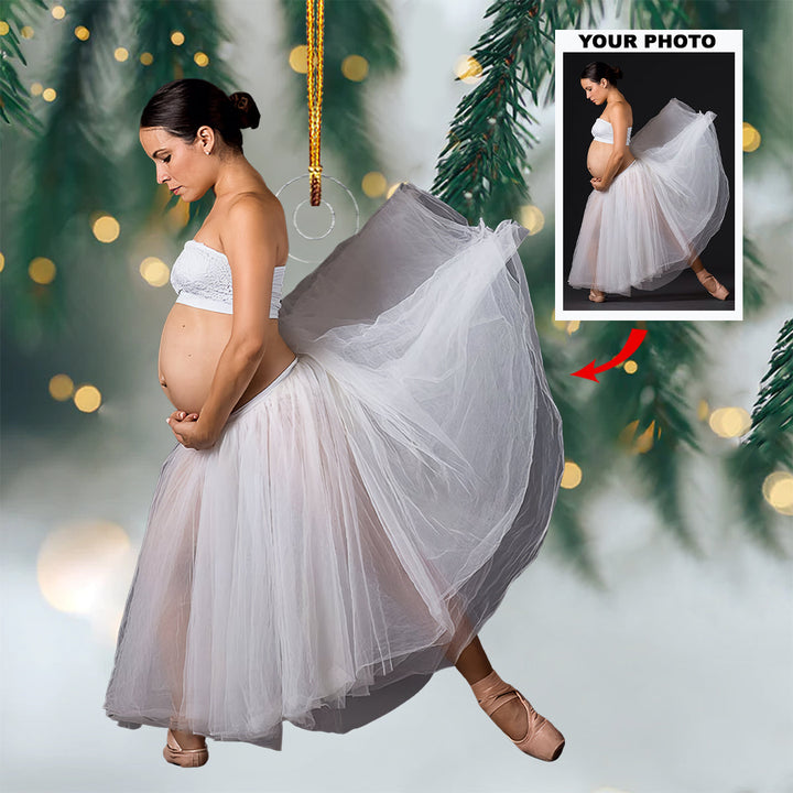 Ballet Bump Bliss - Personalized Photo Mica Ornament - Christmas Gift For Sport Lovers, Ballet Lovers, Pregnant Moments