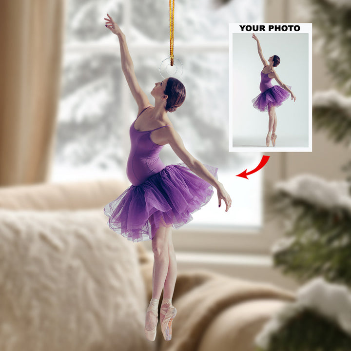 Graceful Bloom - Personalized Photo Mica Ornament - Christmas Gift For Sport Lovers, Ballet Lovers, Pregnant Moments