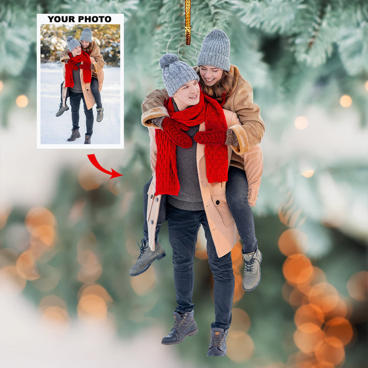 Hearts United - Personalized Photo Mica Ornament - Gift For Couple