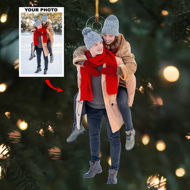 Hearts United - Personalized Photo Mica Ornament - Gift For Couple