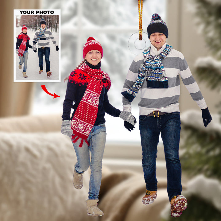 Soulmate Journey - Personalized Photo Mica Ornament - Gift For Couple