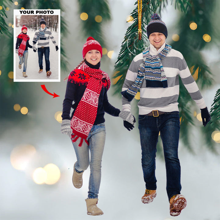 Soulmate Journey - Personalized Photo Mica Ornament - Gift For Couple