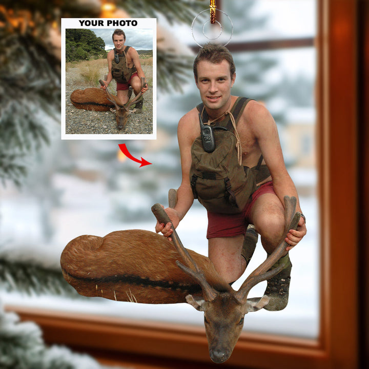 Forest Stalker - Personalized Photo Mica Ornament - Gift For Hunters, Hunting Lovers