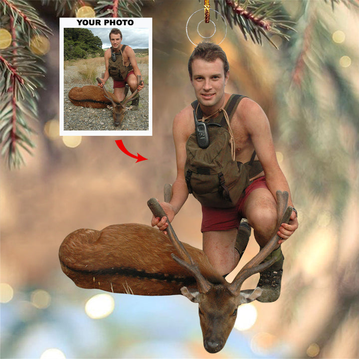 Forest Stalker - Personalized Photo Mica Ornament - Gift For Hunters, Hunting Lovers