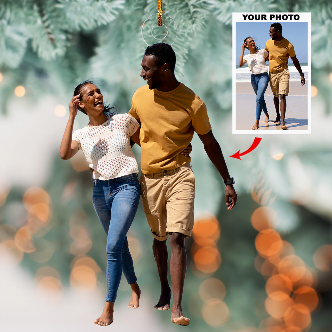 Tide Walk - Personalized Photo Mica Ornament - Christmas Gift For Couple