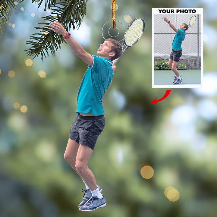 Bounce To Glory - Personalized Photo Mica Ornament - Christmas Gift For Tennis Lovers, Tennis Players
