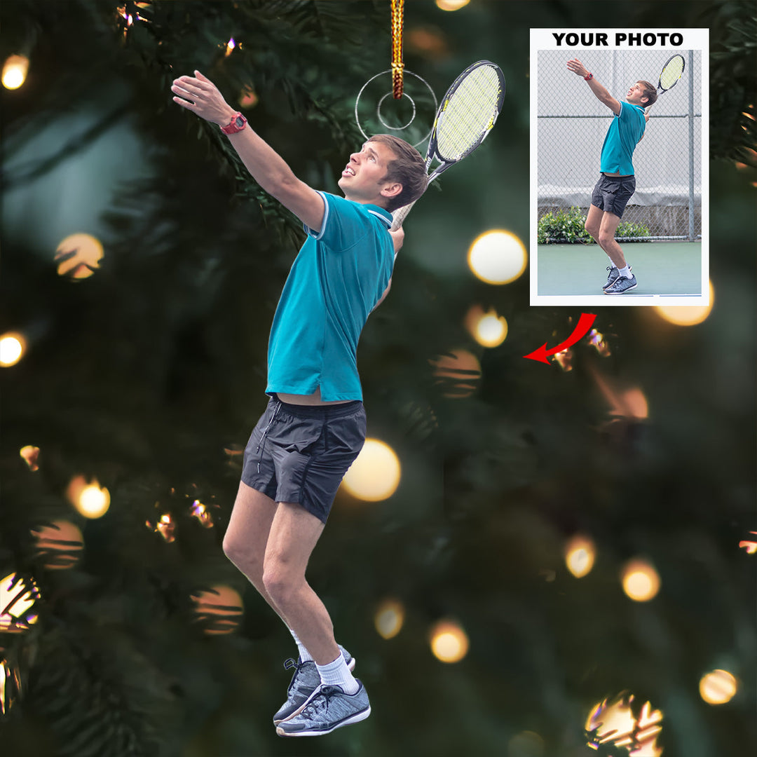 Bounce To Glory - Personalized Photo Mica Ornament - Christmas Gift For Tennis Lovers, Tennis Players