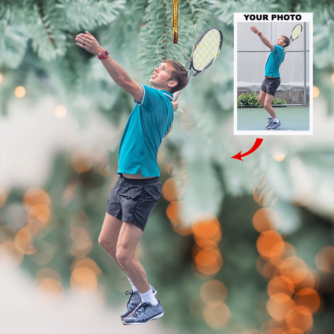 Bounce To Glory - Personalized Photo Mica Ornament - Christmas Gift For Tennis Lovers, Tennis Players