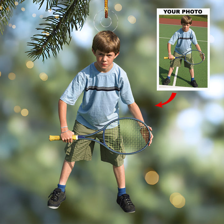 Play Like A Champion Today - Personalized Photo Mica Ornament - Christmas Gift For Tennis Lovers, Tennis Players
