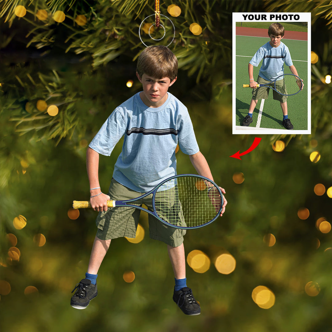 Play Like A Champion Today - Personalized Photo Mica Ornament - Christmas Gift For Tennis Lovers, Tennis Players