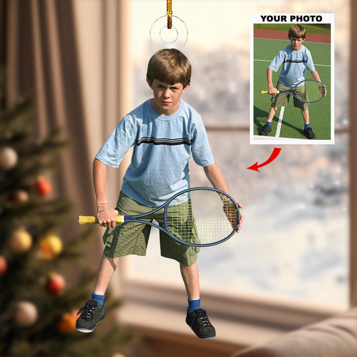 Play Like A Champion Today - Personalized Photo Mica Ornament - Christmas Gift For Tennis Lovers, Tennis Players