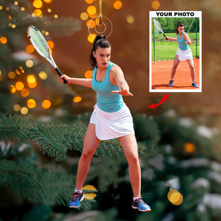 Smooth Slice Shoots - Personalized Photo Mica Ornament - Christmas Gift For Tennis Lovers, Tennis Players