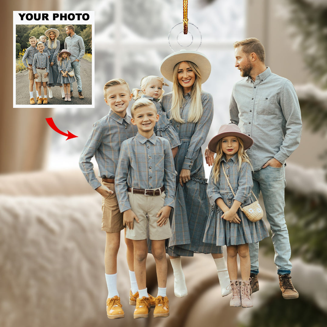 Forever Family - Personalized Photo Mica Ornament - Christmas Gift For Family, Family Members