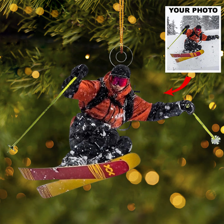 Alpine Adventure - Personalized Mica Ornament - Gift For Skiing Lovers, Family Members