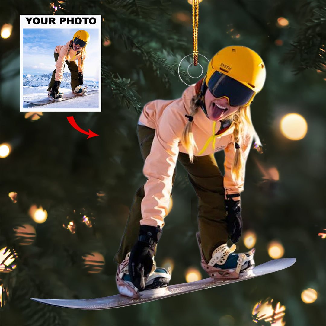 Ski Lodge Joy - Personalized Mica Ornament - Gift For Skiing Lovers, Family Members
