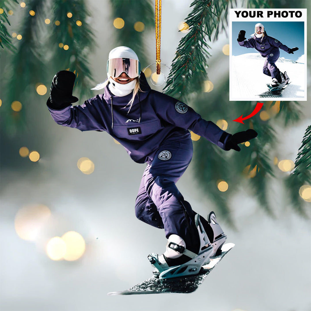 Ski Season Spirit - Personalized Mica Ornament - Gift For Skiing Lovers, Family Members