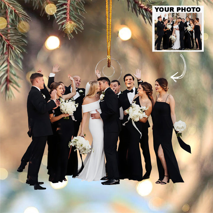 Customized Photo Ornament Wedding Photos With Friends - Personalized Photo Mica Ornament - Christmas Gift For Family Members