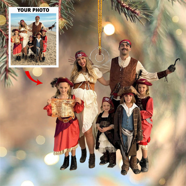 In This Family, We Love And Laugh - Personalized Photo Mica Ornament - Christmas Gift For Grandma, Grandpa, Family Members